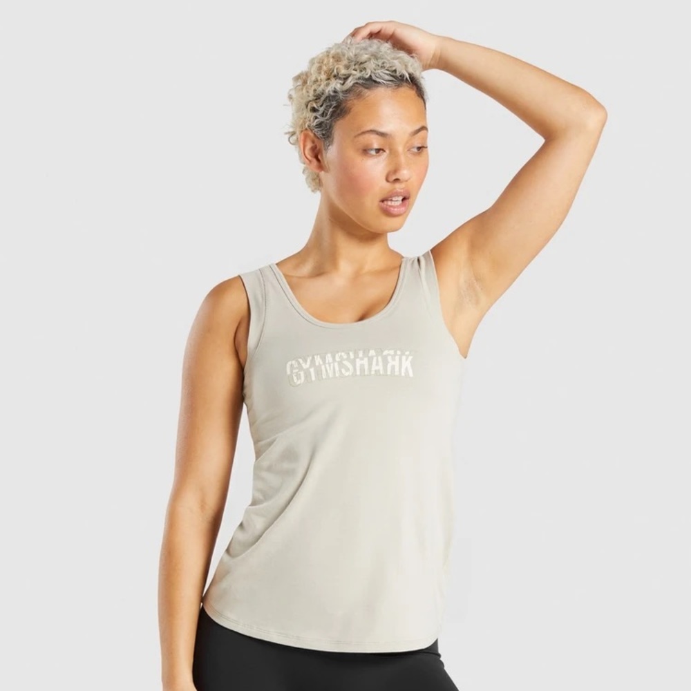 Gymshark slice graphic tank pebble grey
